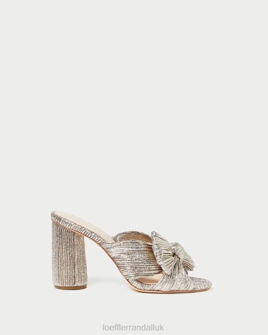Shoes X82V69 Champagne Women Loeffler Randall Penny Pleated Bow Heel