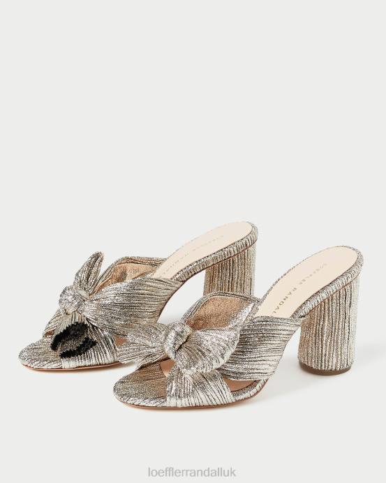 Shoes X82V69 Champagne Women Loeffler Randall Penny Pleated Bow Heel