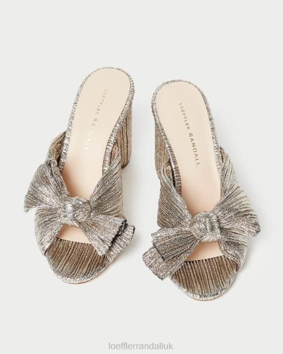 Shoes X82V69 Champagne Women Loeffler Randall Penny Pleated Bow Heel