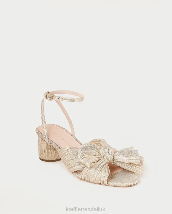 Shoes X82V6 Platinum Women Loeffler Randall Dahlia Pleated Bow Heel