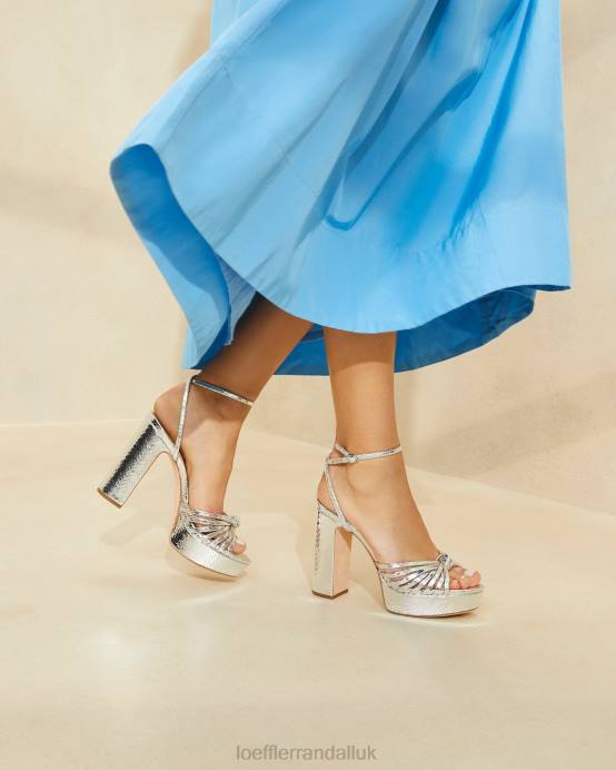Shoes X82V75 Silver Women Loeffler Randall Rivka Knot Platform Sandal