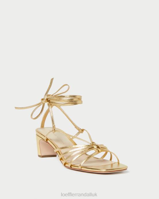 Shoes X82V85 Gold Women Loeffler Randall Lola Knot Lace-Up Mid-Heel