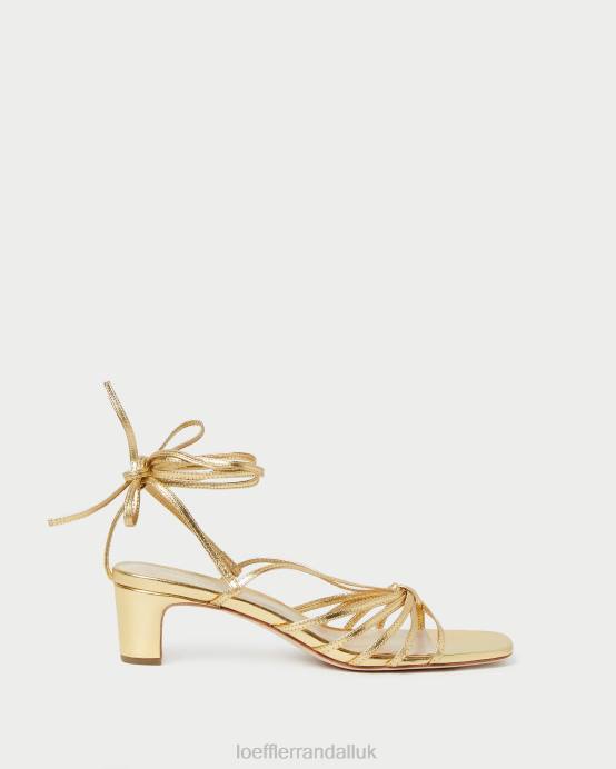 Shoes X82V85 Gold Women Loeffler Randall Lola Knot Lace-Up Mid-Heel