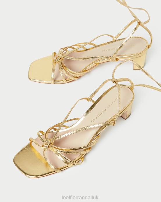 Shoes X82V85 Gold Women Loeffler Randall Lola Knot Lace-Up Mid-Heel