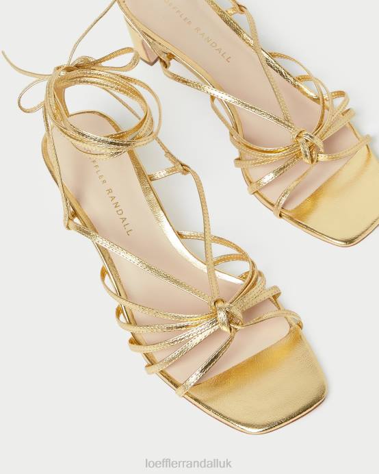 Shoes X82V85 Gold Women Loeffler Randall Lola Knot Lace-Up Mid-Heel