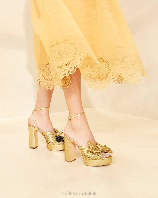Shoes X82V89 Oro Women Loeffler Randall Natalia Platform Bow Heel