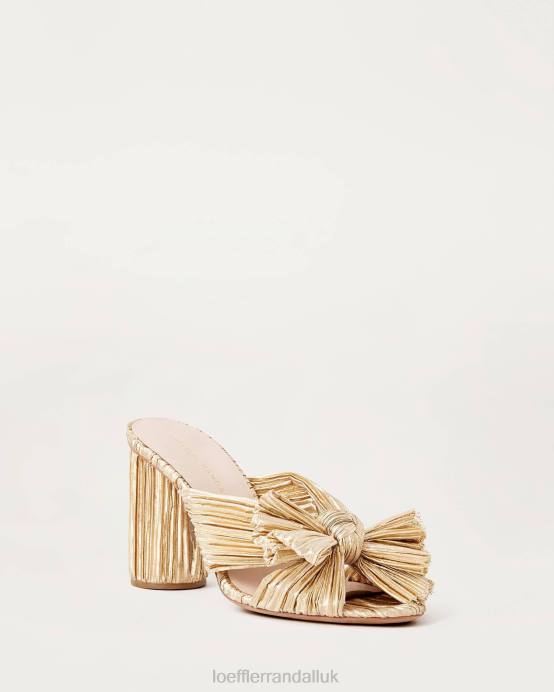 Shoes X82V8 Gold Women Loeffler Randall Penny Pleated Bow Heel