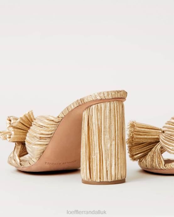 Shoes X82V8 Gold Women Loeffler Randall Penny Pleated Bow Heel