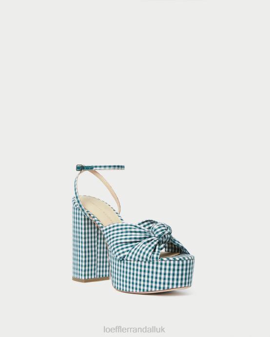 Shoes X82V90 Mini Green Gingham Women Loeffler Randall Roz Knot Platform