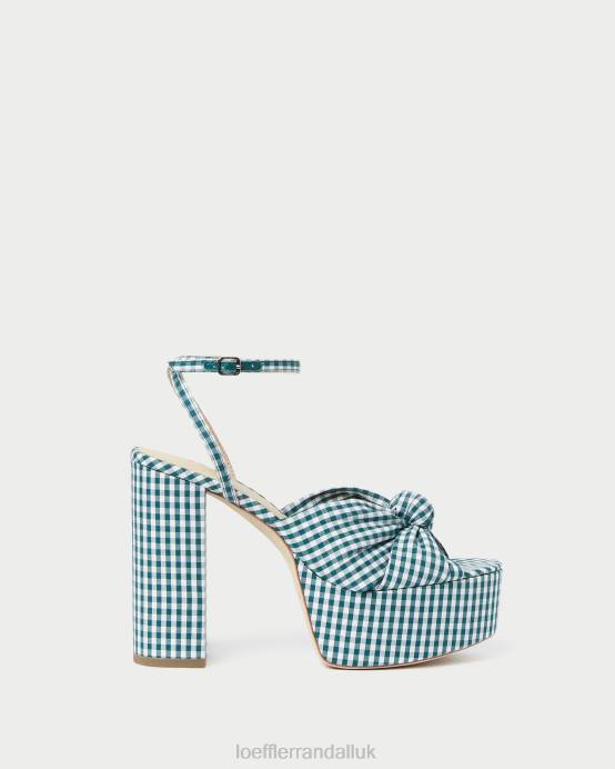 Shoes X82V90 Mini Green Gingham Women Loeffler Randall Roz Knot Platform