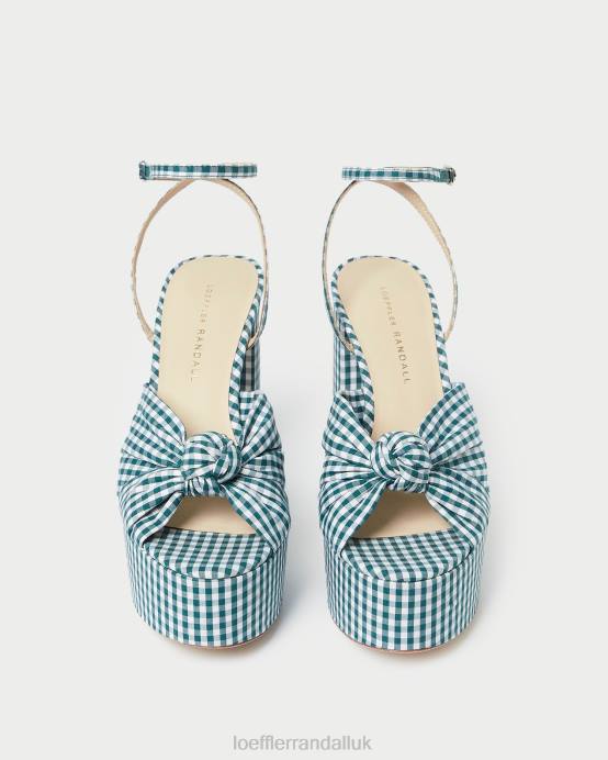 Shoes X82V90 Mini Green Gingham Women Loeffler Randall Roz Knot Platform