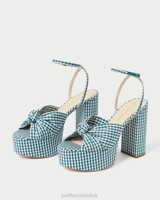 Shoes X82V90 Mini Green Gingham Women Loeffler Randall Roz Knot Platform