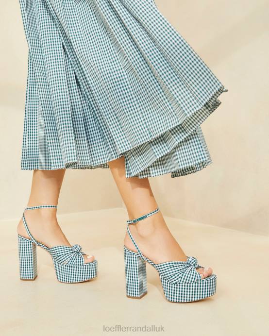 Shoes X82V90 Mini Green Gingham Women Loeffler Randall Roz Knot Platform