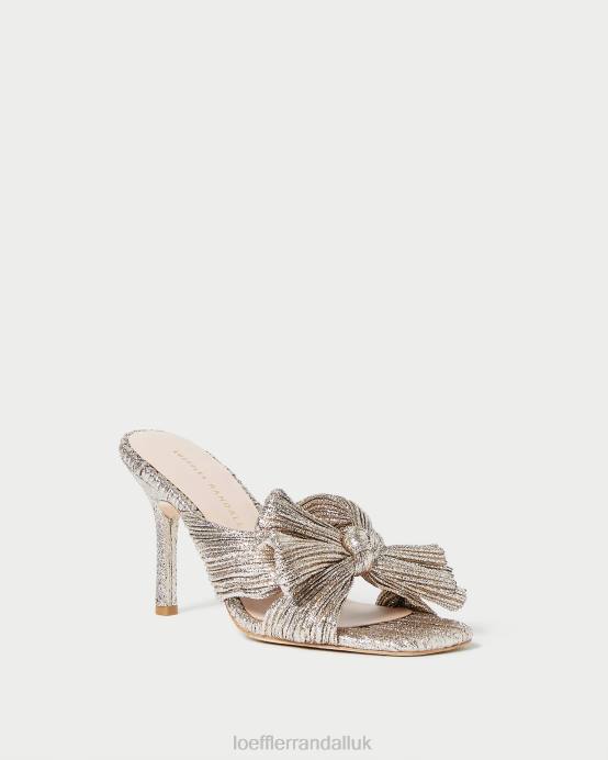 Shoes X82V94 Champagne Women Loeffler Randall Claudia Pleated Bow Mule