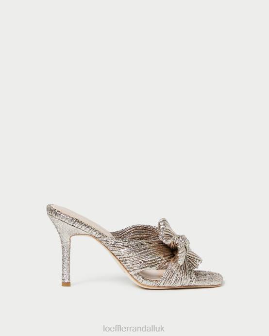 Shoes X82V94 Champagne Women Loeffler Randall Claudia Pleated Bow Mule