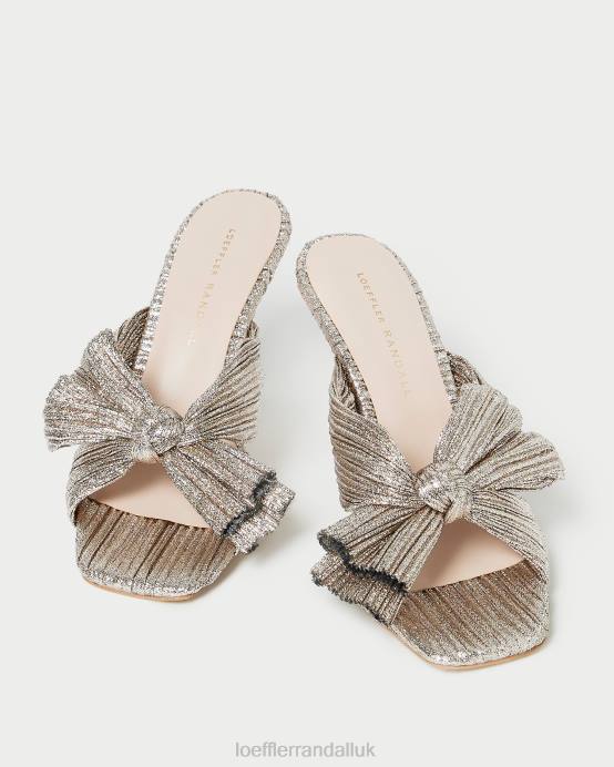 Shoes X82V94 Champagne Women Loeffler Randall Claudia Pleated Bow Mule
