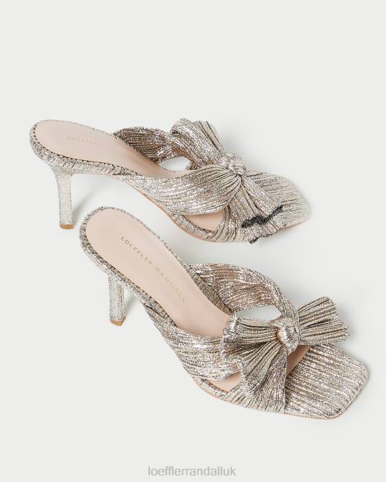 Shoes X82V94 Champagne Women Loeffler Randall Claudia Pleated Bow Mule