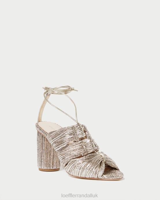 Shoes X82V95 Champagne Women Loeffler Randall Teresa Pleated Lace-Up Sandal