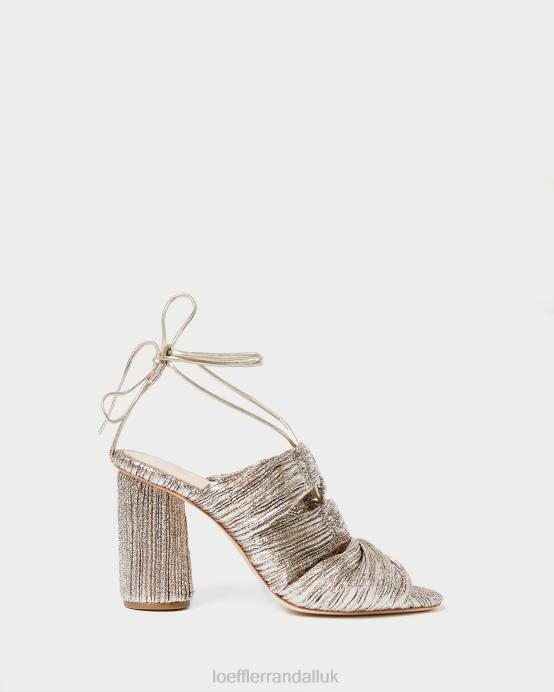 Shoes X82V95 Champagne Women Loeffler Randall Teresa Pleated Lace-Up Sandal