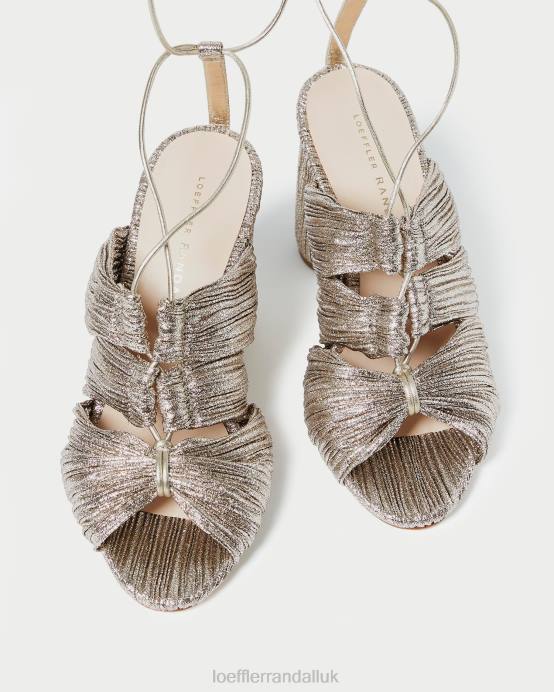 Shoes X82V95 Champagne Women Loeffler Randall Teresa Pleated Lace-Up Sandal