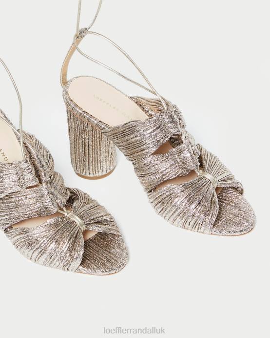 Shoes X82V95 Champagne Women Loeffler Randall Teresa Pleated Lace-Up Sandal