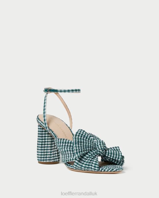 Shoes X82V96 Mini Green Gingham Women Loeffler Randall Camellia Bow Heel