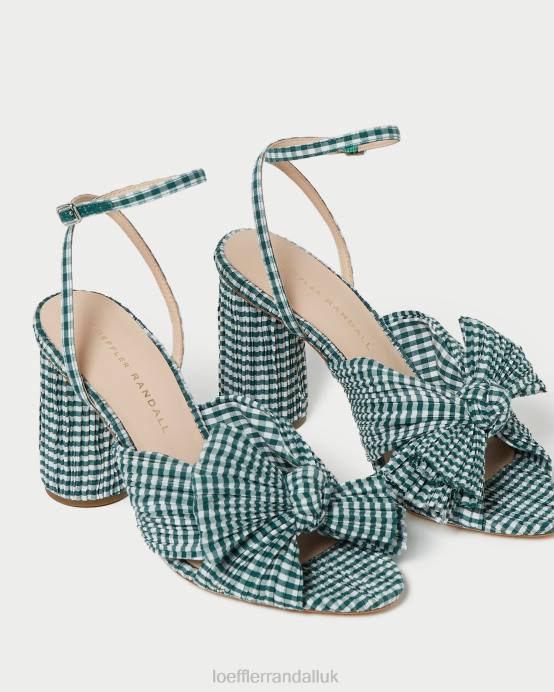 Shoes X82V96 Mini Green Gingham Women Loeffler Randall Camellia Bow Heel