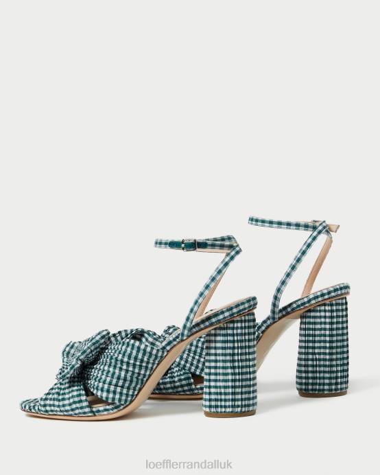 Shoes X82V96 Mini Green Gingham Women Loeffler Randall Camellia Bow Heel