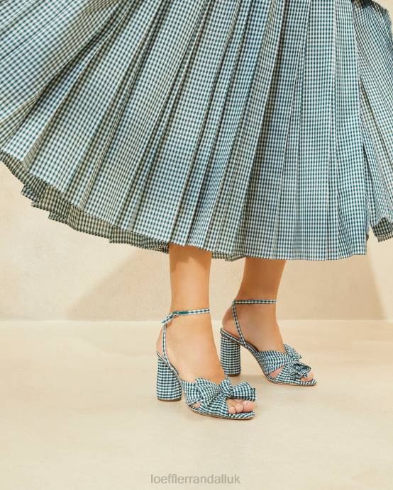 Shoes X82V96 Mini Green Gingham Women Loeffler Randall Camellia Bow Heel