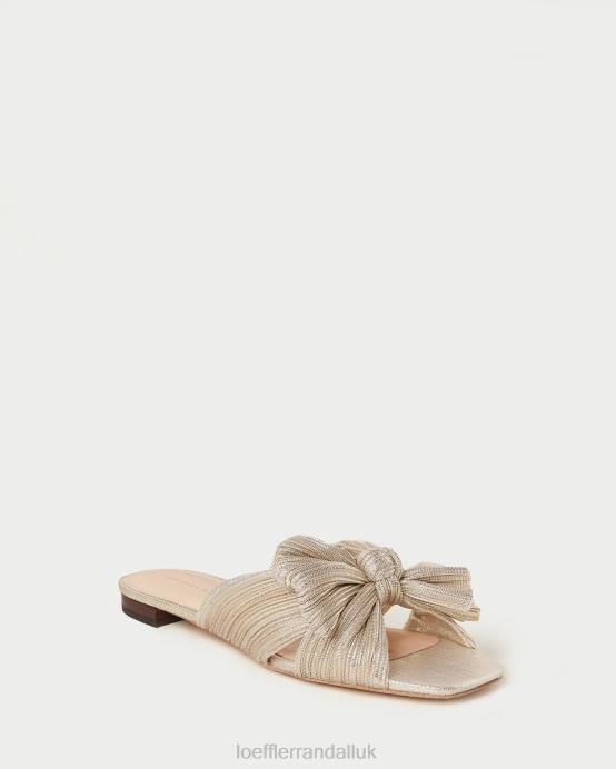 Shoes X82V100 Platinum Women Loeffler Randall Daphne Pleated Bow Slide