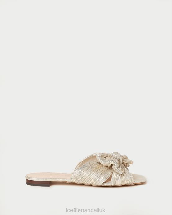 Shoes X82V100 Platinum Women Loeffler Randall Daphne Pleated Bow Slide