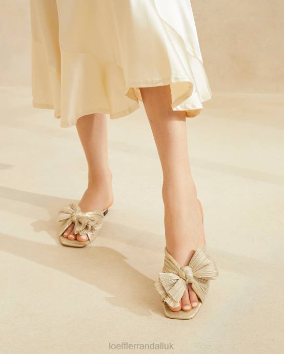 Shoes X82V100 Platinum Women Loeffler Randall Daphne Pleated Bow Slide