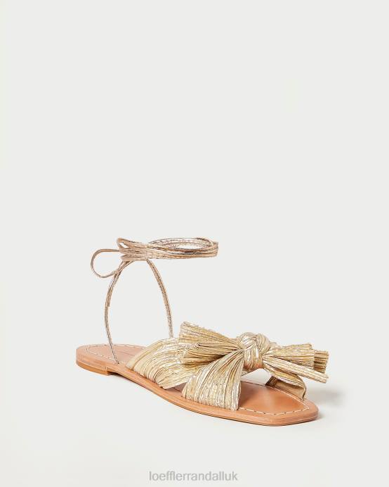 Shoes X82V103 Gold Women Loeffler Randall Peony Pleated Bow Slide