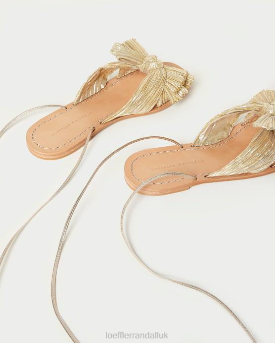Shoes X82V103 Gold Women Loeffler Randall Peony Pleated Bow Slide