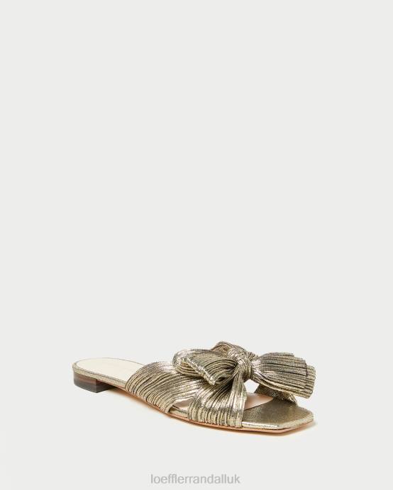 Shoes X82V115 Dark Gold Women Loeffler Randall Daphne Bow Slide