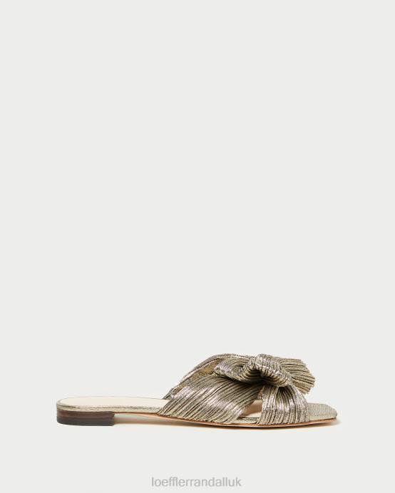 Shoes X82V115 Dark Gold Women Loeffler Randall Daphne Bow Slide