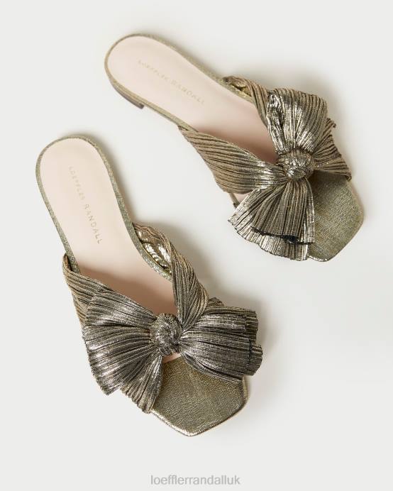 Shoes X82V115 Dark Gold Women Loeffler Randall Daphne Bow Slide