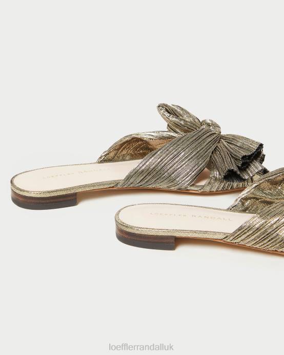 Shoes X82V115 Dark Gold Women Loeffler Randall Daphne Bow Slide