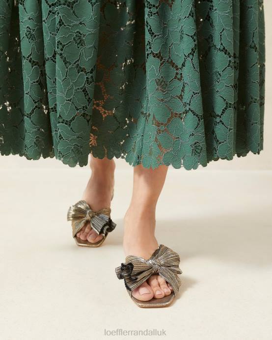 Shoes X82V115 Dark Gold Women Loeffler Randall Daphne Bow Slide