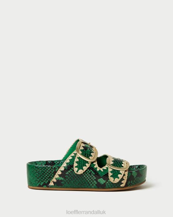 Shoes X82V120 Green/Natural Women Loeffler Randall Theo Footbed Sandal