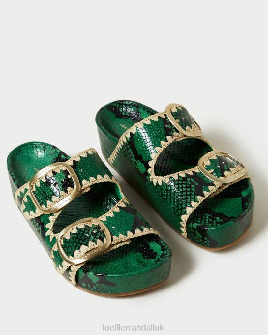 Shoes X82V120 Green/Natural Women Loeffler Randall Theo Footbed Sandal