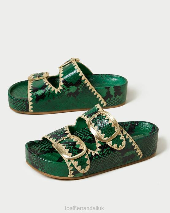 Shoes X82V120 Green/Natural Women Loeffler Randall Theo Footbed Sandal