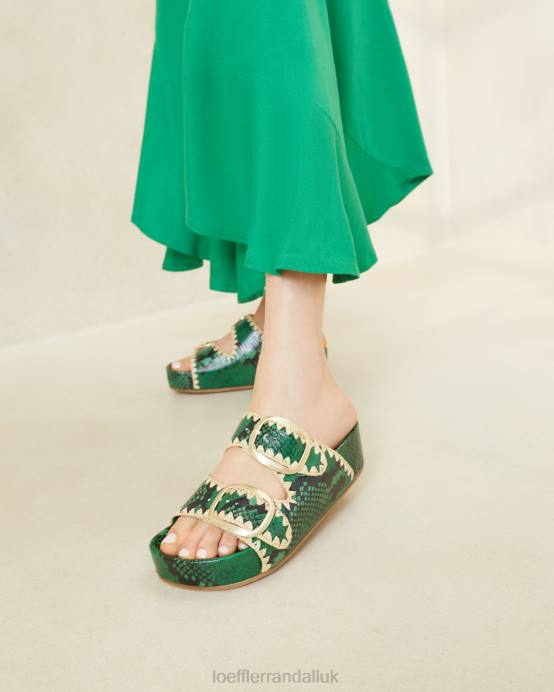 Shoes X82V120 Green/Natural Women Loeffler Randall Theo Footbed Sandal