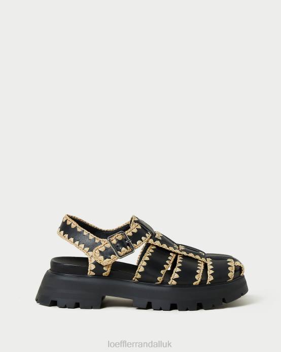 Shoes X82V125 Black/Natural Women Loeffler Randall Talia Caged Sandal