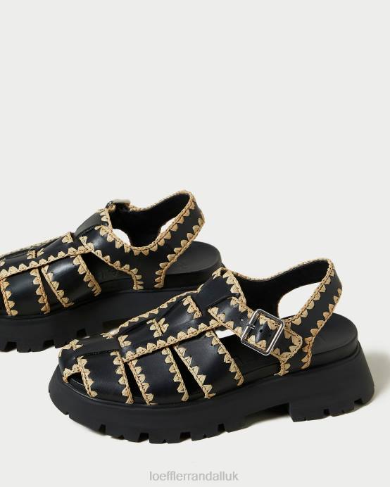 Shoes X82V125 Black/Natural Women Loeffler Randall Talia Caged Sandal