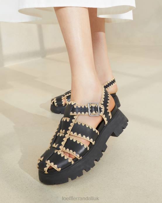 Shoes X82V125 Black/Natural Women Loeffler Randall Talia Caged Sandal