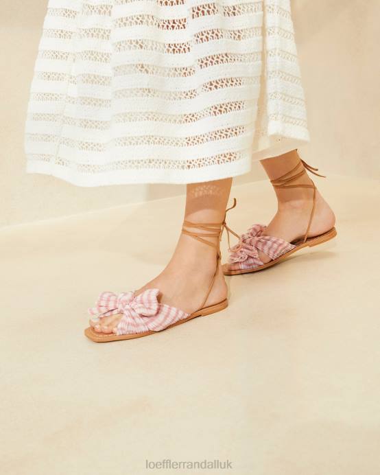 Shoes X82V131 Soft Pink Gingham Women Loeffler Randall Peony Bow Slide