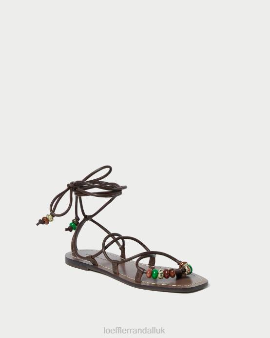 Shoes X82V134 Chocolate Women Loeffler Randall Colleen Knot Lace-Up Sandal