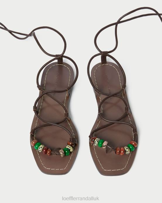 Shoes X82V134 Chocolate Women Loeffler Randall Colleen Knot Lace-Up Sandal
