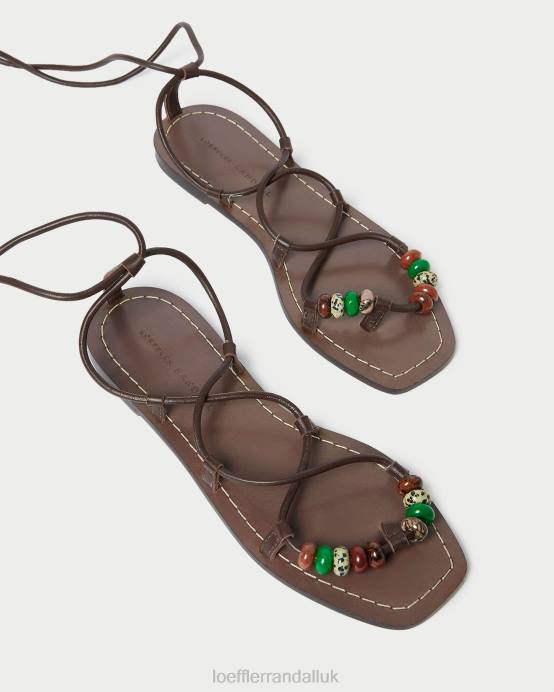 Shoes X82V134 Chocolate Women Loeffler Randall Colleen Knot Lace-Up Sandal